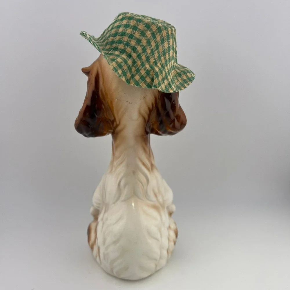 Vintage Big Eye Dog Figurine‎ With Cloth Hat Pipe Kitsch Decor Puppy 7.50